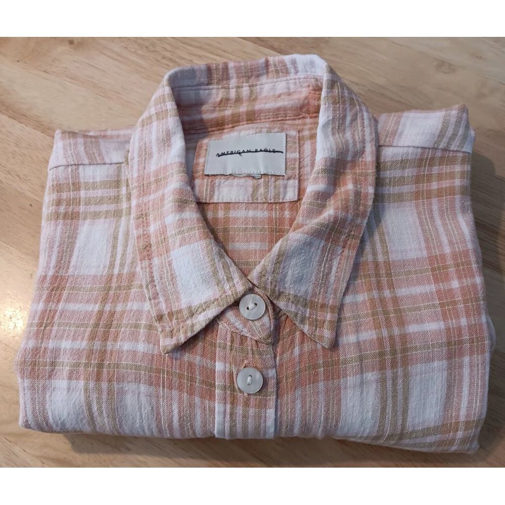 American Eagle Small Womens Oversized Plaid Shirt Long Sleeve Button